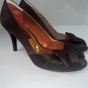 Nina New York Heels Women's Size 7M Brown Bows Open Toe